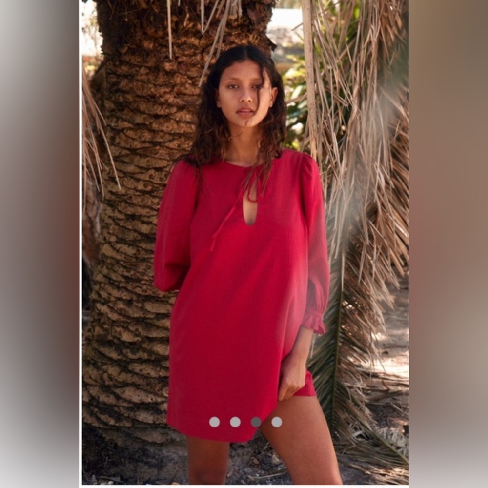 NWOT Free People Cotton Linen Blend Mio Capsule Classic Red Mini Dress Size XS